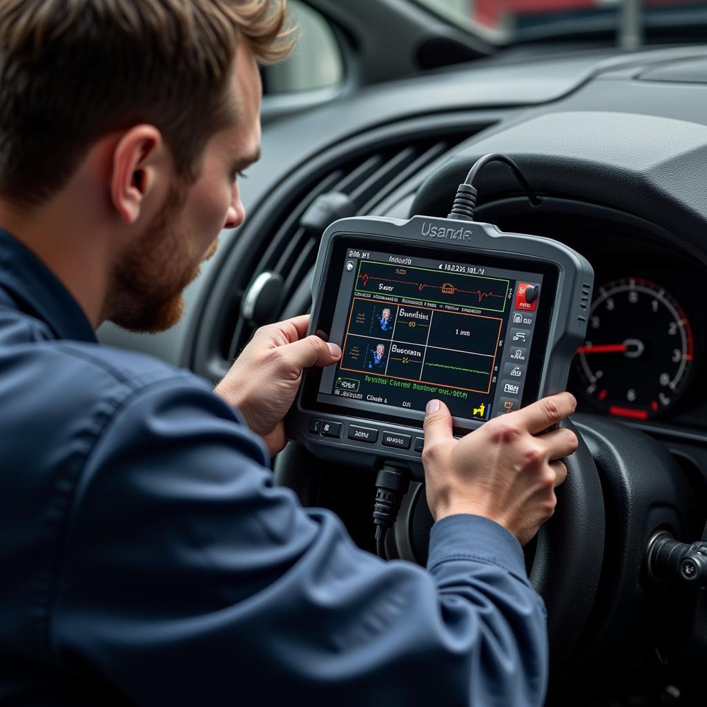 Mechanic Using a Professional Scan Tool