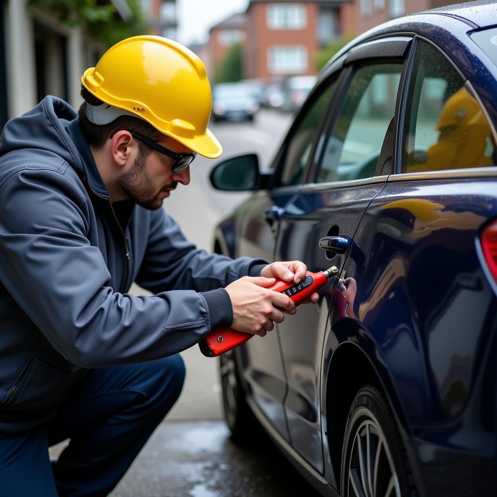 Professional Locksmith Opening a Car Door