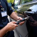 Professional Locksmith Opening a Car Door