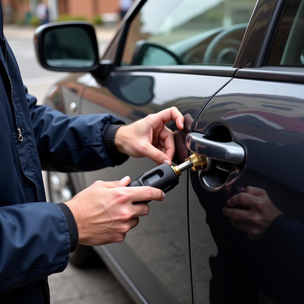 Professional Locksmith Unlocking Car Door