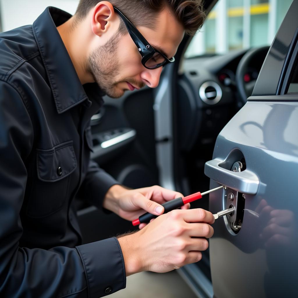 Professional Locksmith Unlocking Car