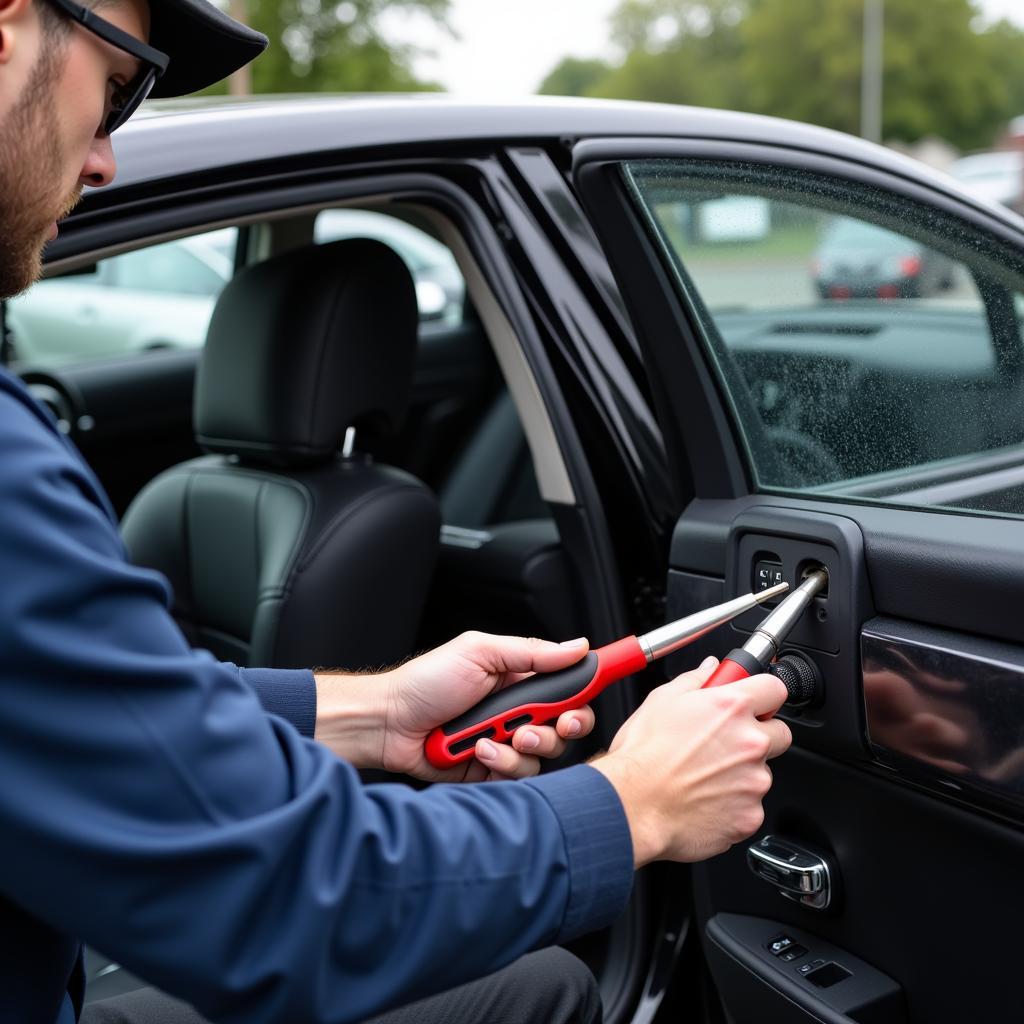 Professional Locksmith Unlocking Car Door