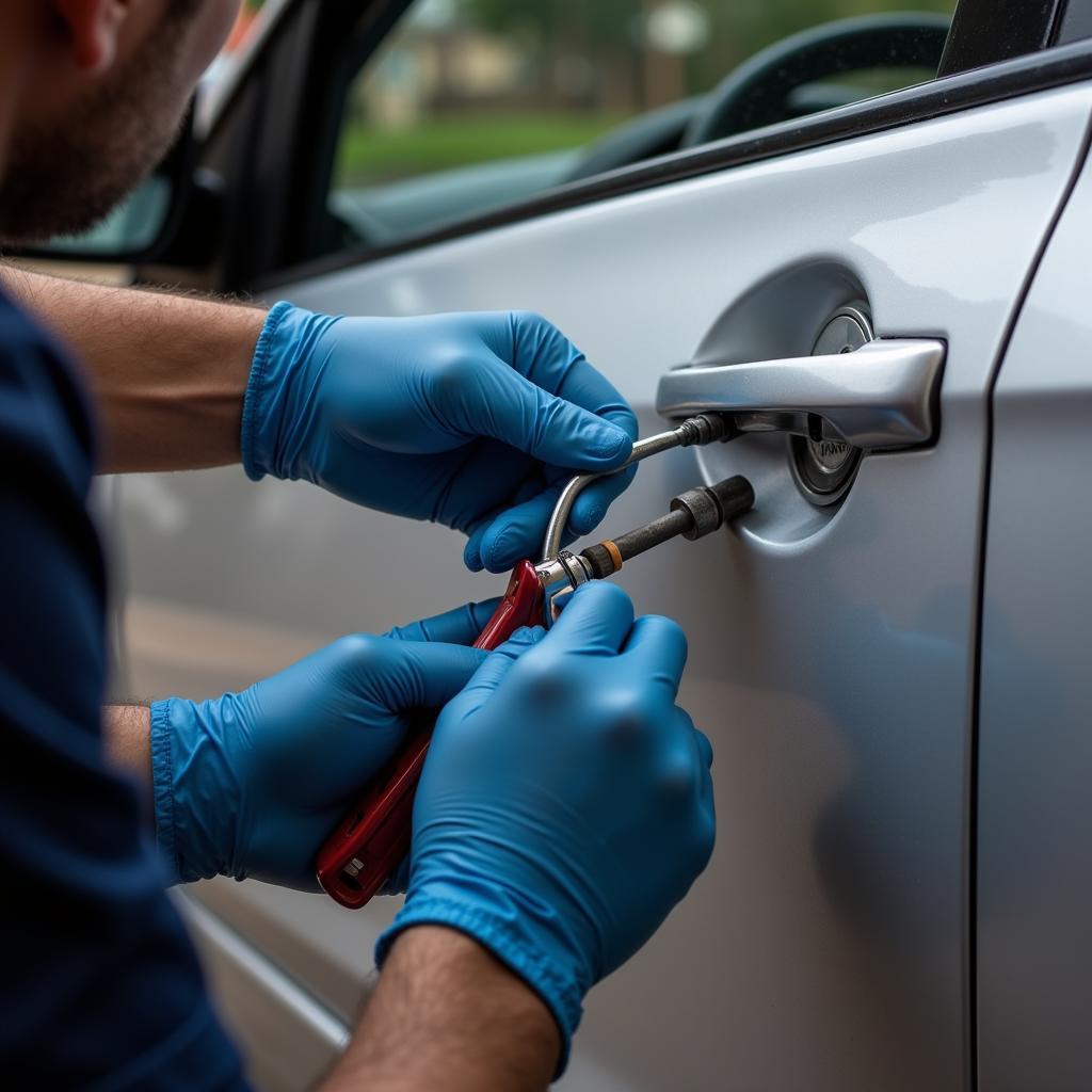 Professional Locksmith Using Tools