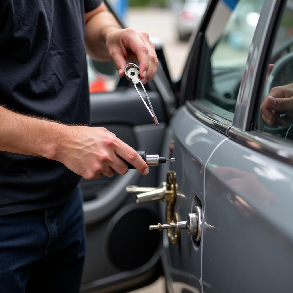 Professional Locksmith Working