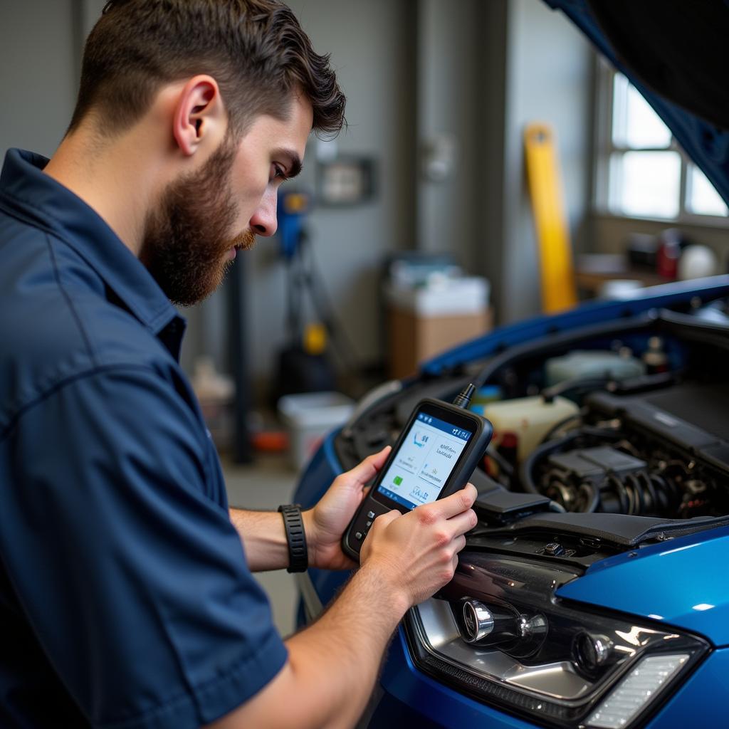 Professional Mechanic Using Rented Tools