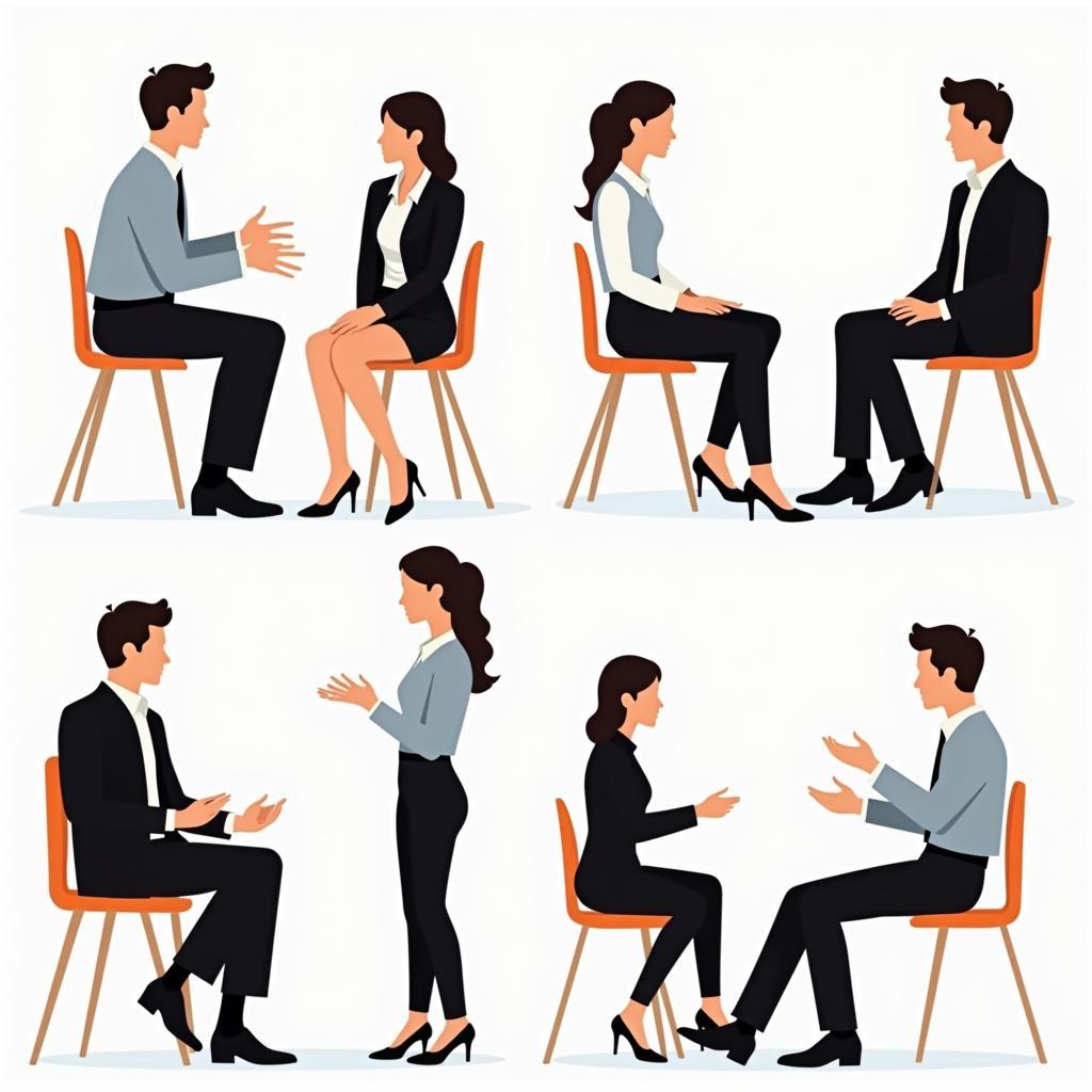 Tips for confident body language and communication in interviews.