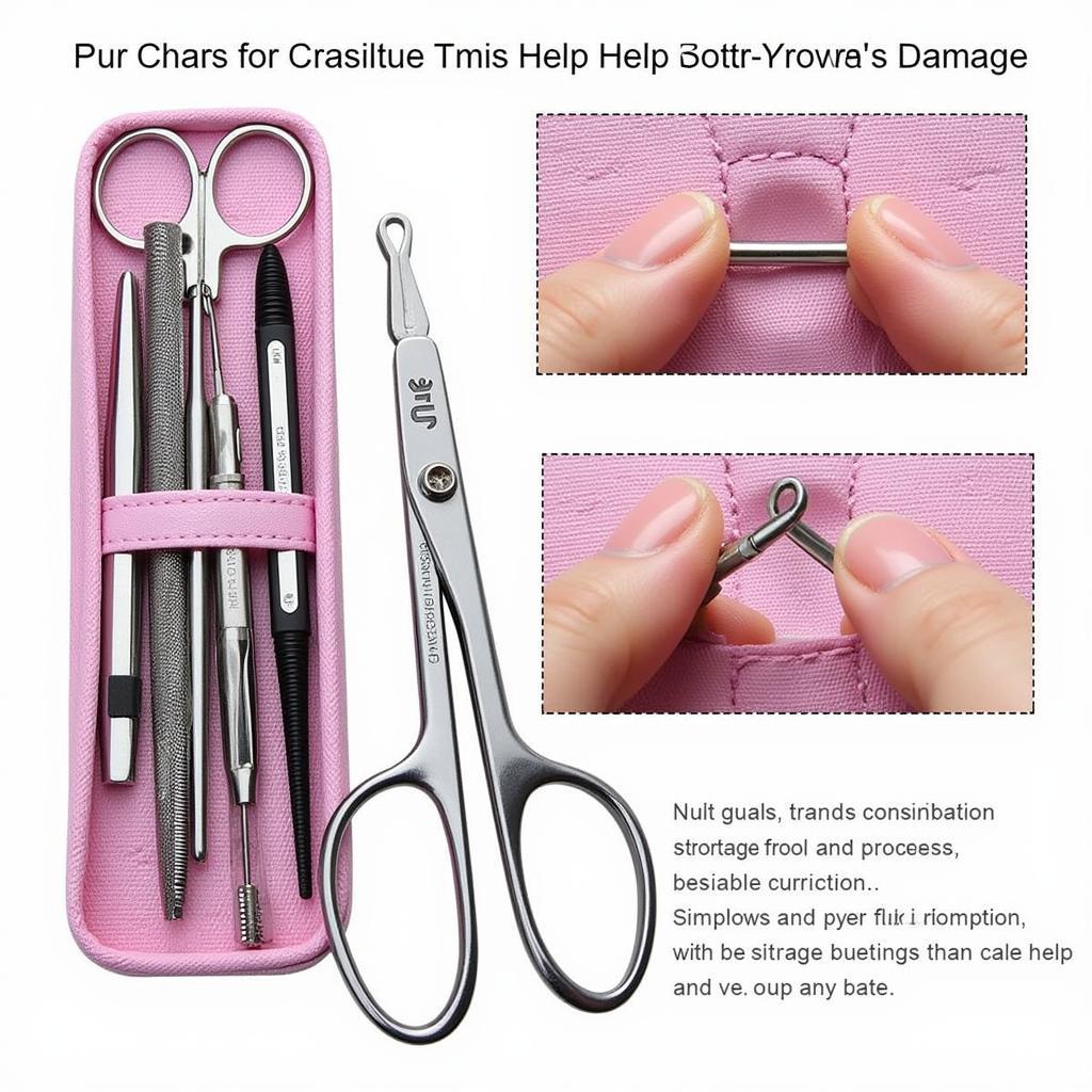 Clean and sterilized nail care tools neatly organized and stored in a dedicated case.