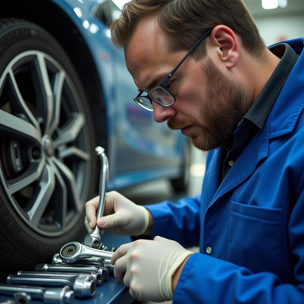 Quality Control Inspection in a Car Repair Tools Factory