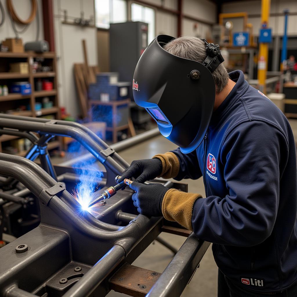 Race Car Fabrication Welding Setup