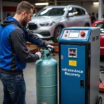 Refrigerant Recovery Machine in Indian Auto Shop