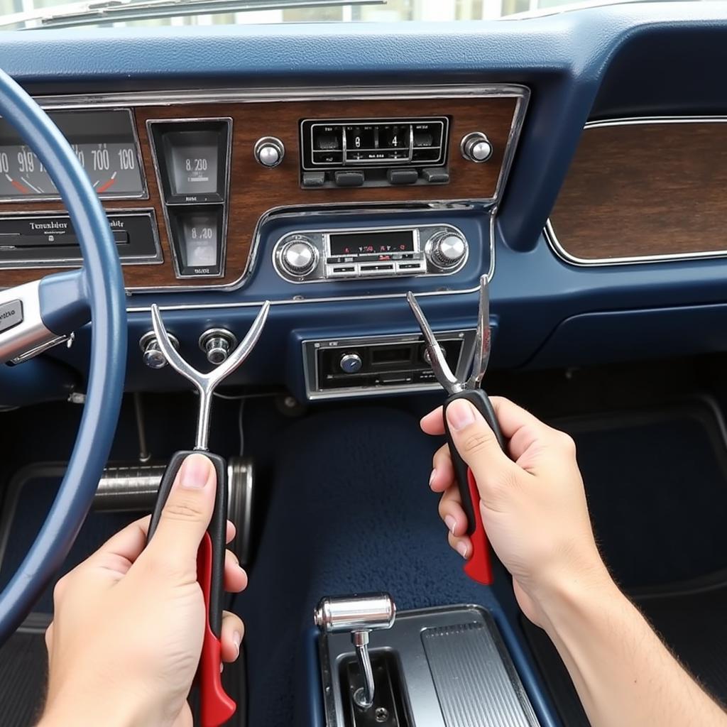 Removing 1970 Ford Radio With Tools