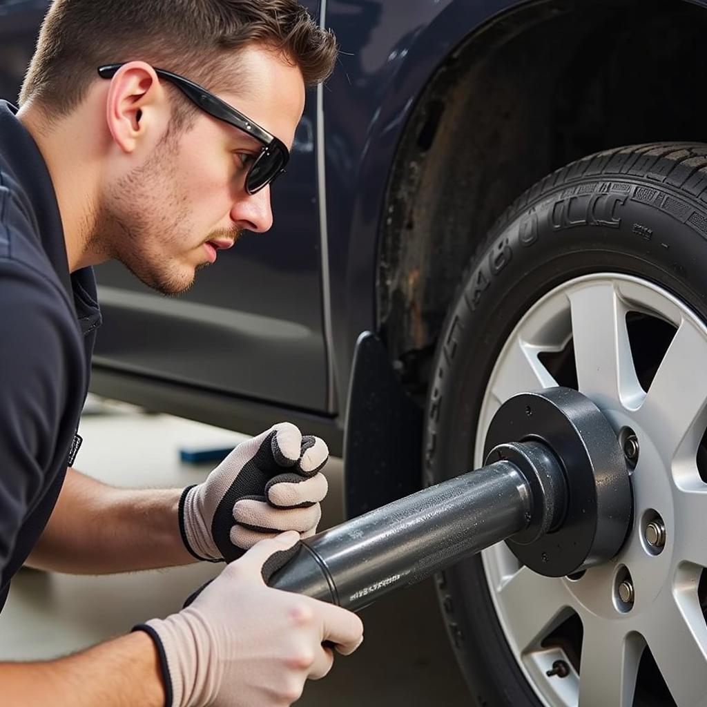 Removing a Car Hub Using a Slide Hammer