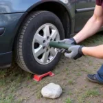 Removing Lug Nuts with a Pipe and Rock