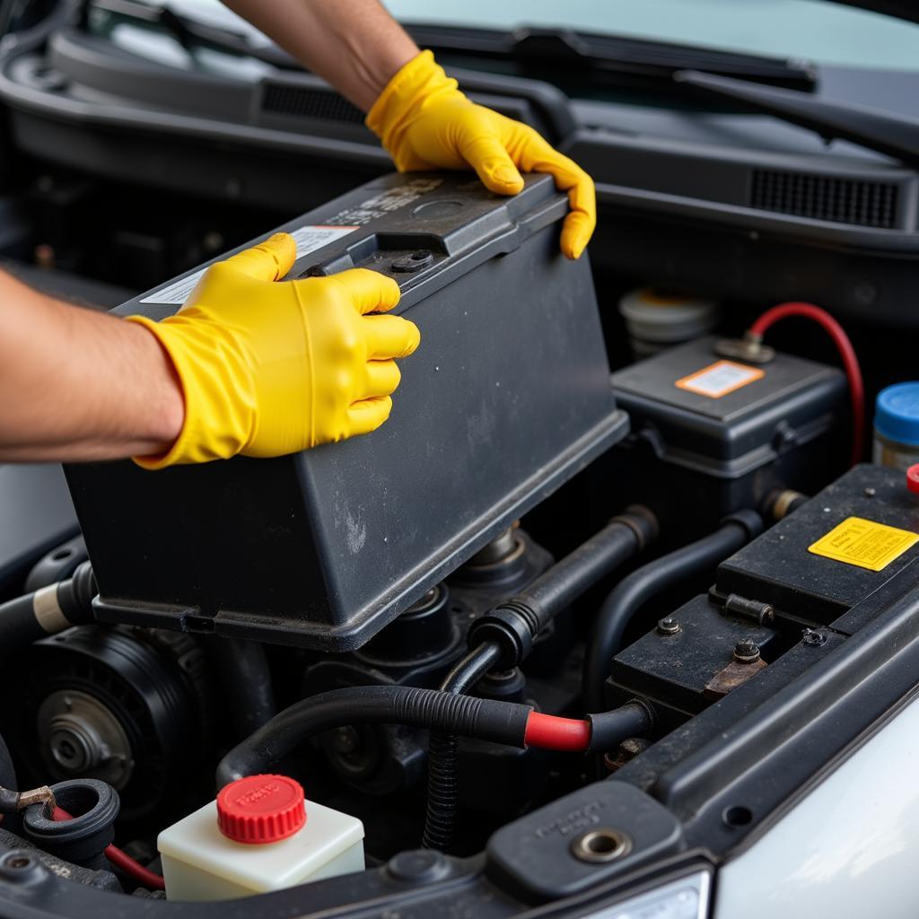 Removing Old Car Battery