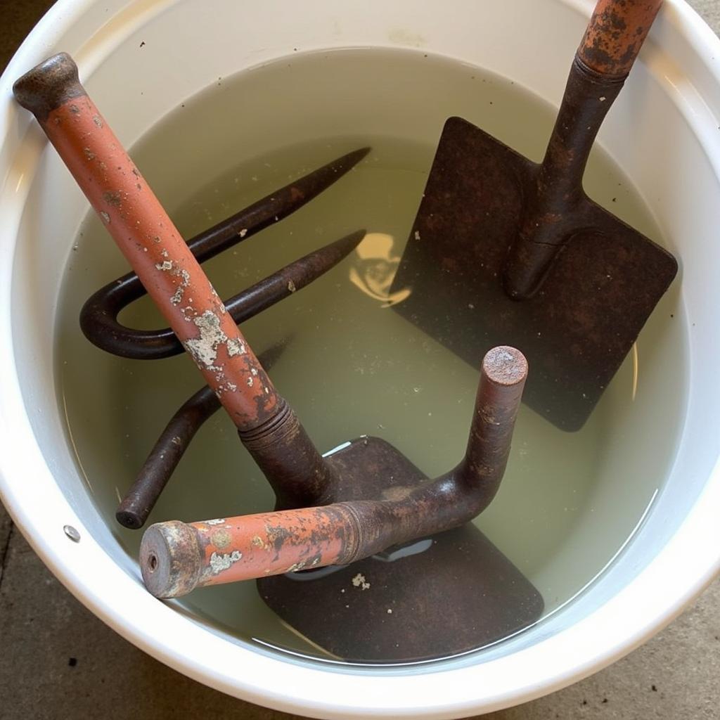 Removing rust from garden tools