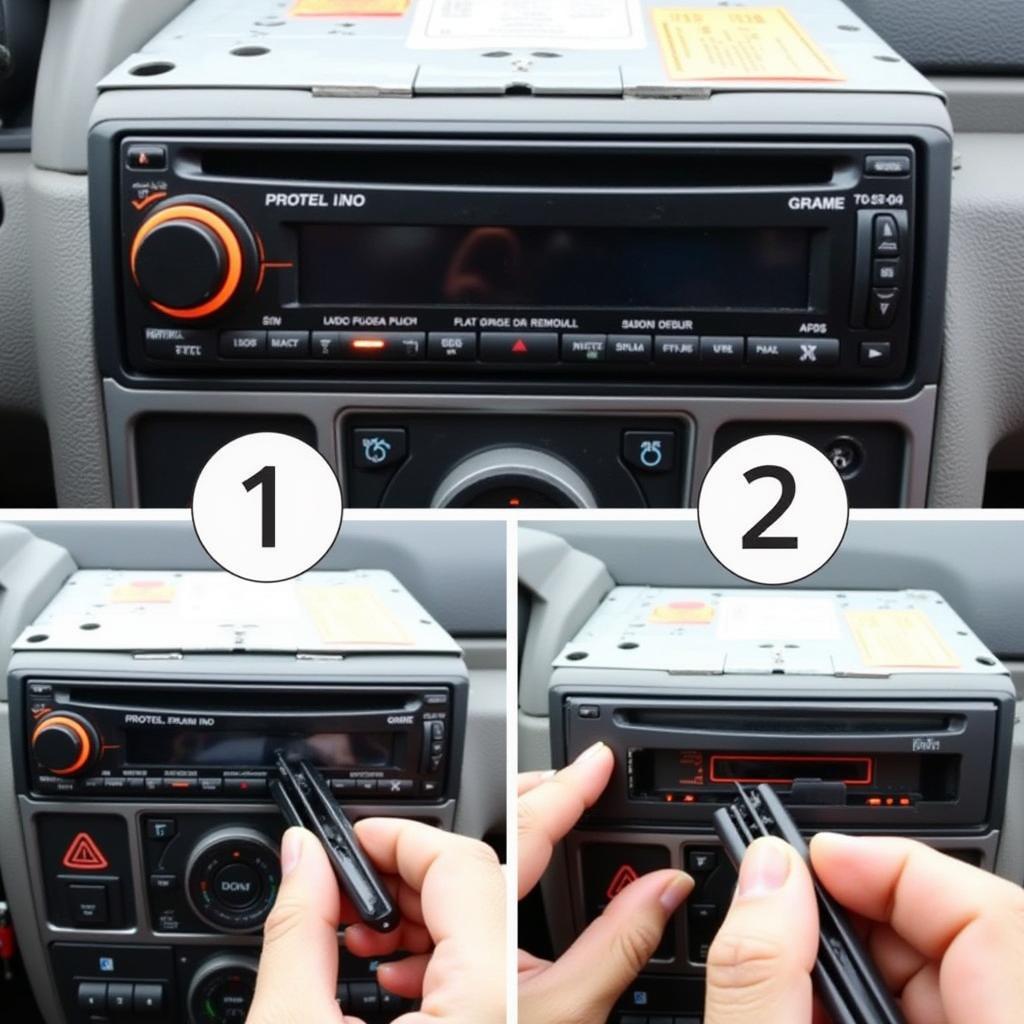 Removing a Sony car stereo with specialized release keys