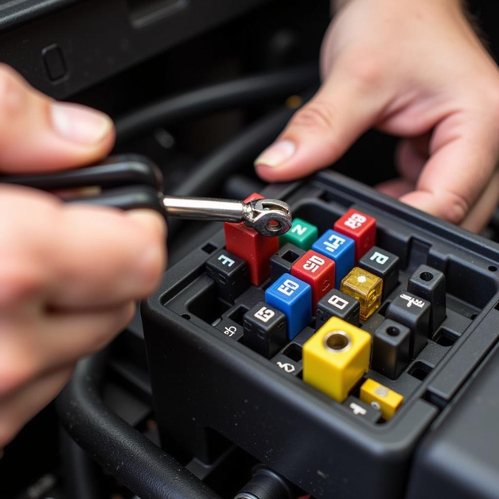 Replacing a Blown Fuse in a Car Fuse Box using a Fuse Puller