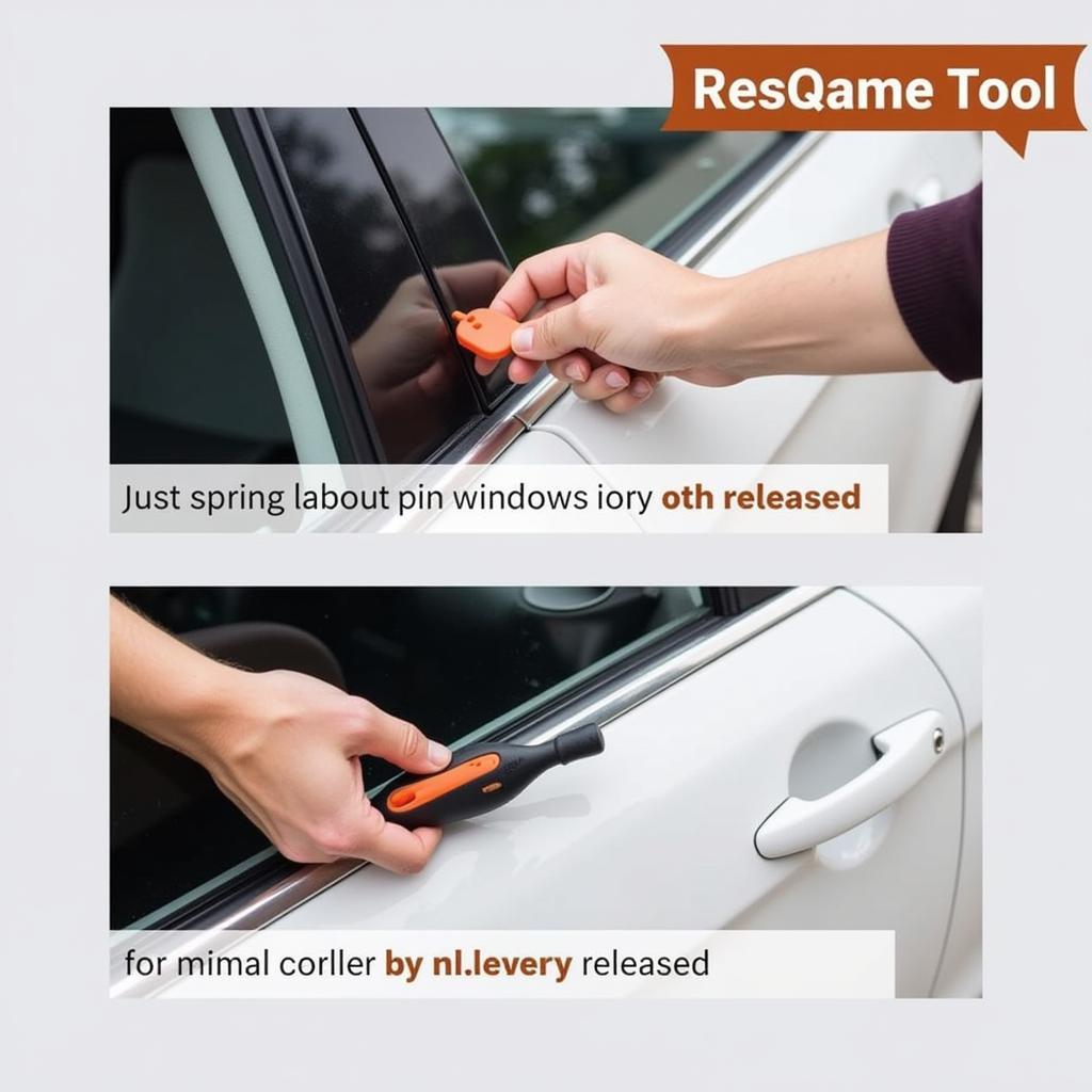 Resqme tool breaking a car window in an emergency situation