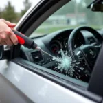 Resqme tool shattering a car window