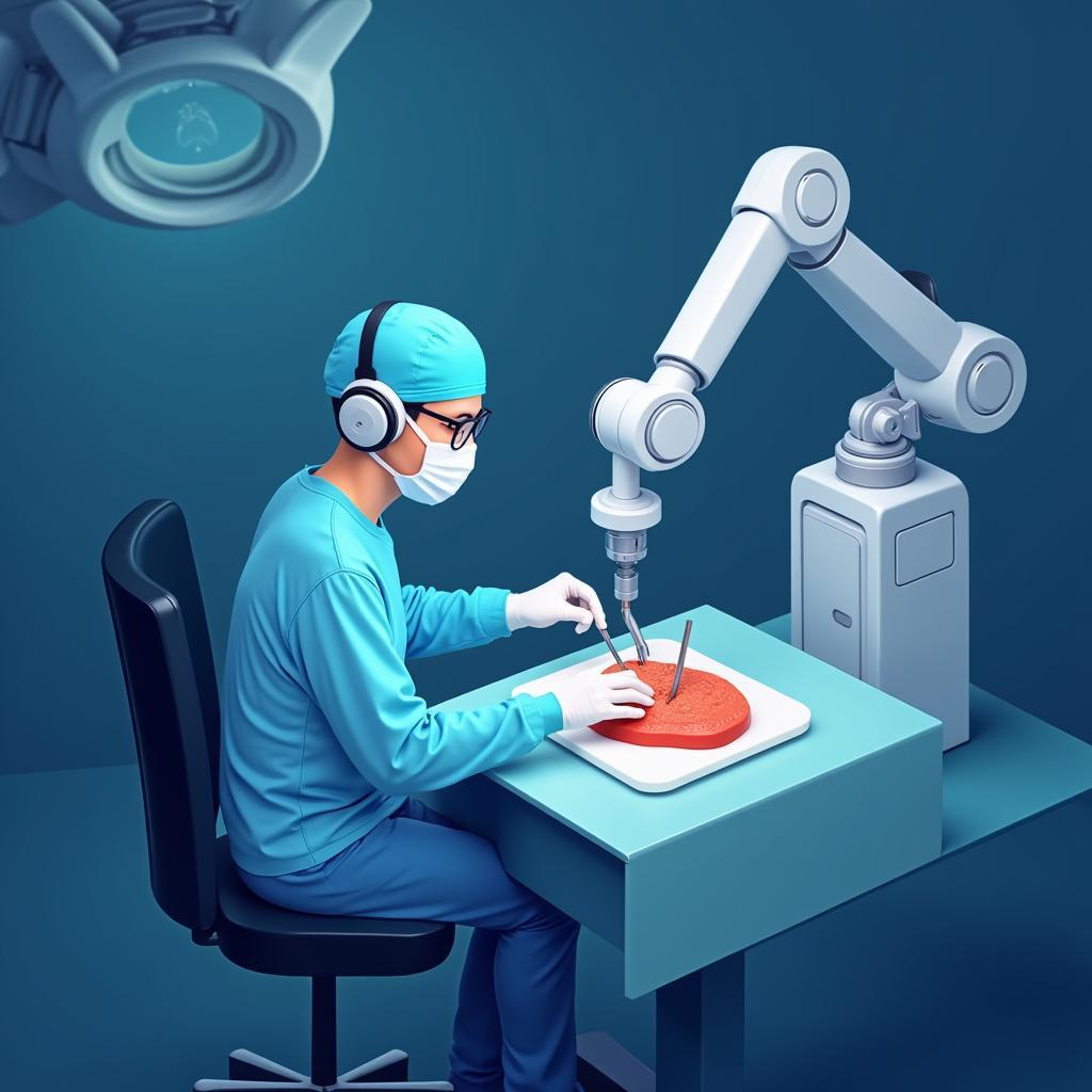 Robotic Surgery Console: Surgeon at Work