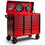 Rolling Toolbox with Car Wheel Drawings