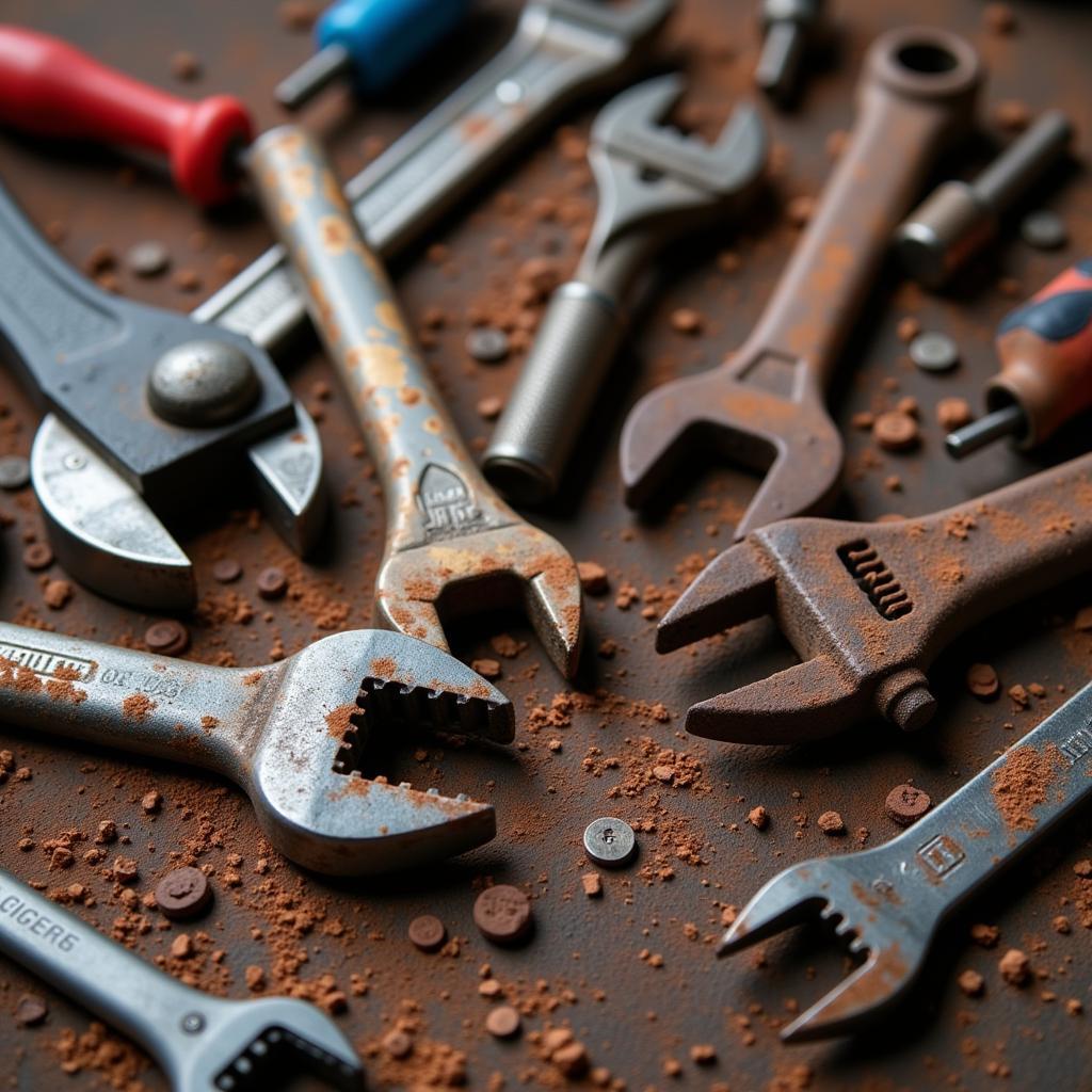 Rusty hand tools demonstrating the need for proper maintenance