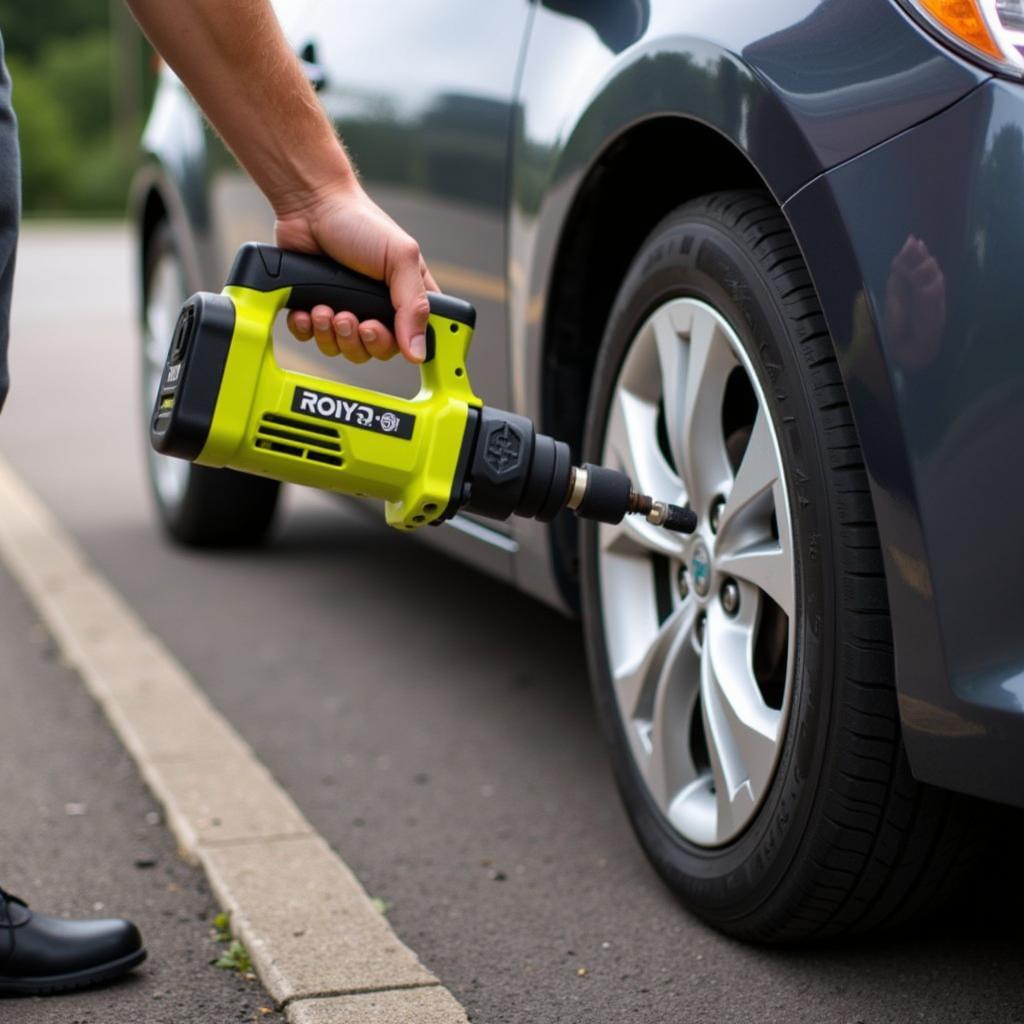 Ryobi 18V Impact Wrench Changing a Tire