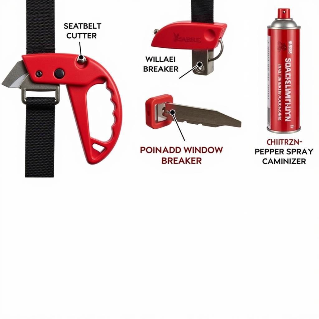 Sabre Red Safe Escape 3-in-1 Features: Seatbelt Cutter, Window Breaker, and Pepper Spray