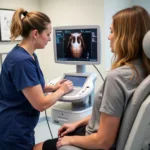 Medical professional performing a breast ultrasound at Scripps Mercy San Diego