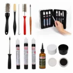 Sewing tools care kit with cleaning supplies and storage solutions