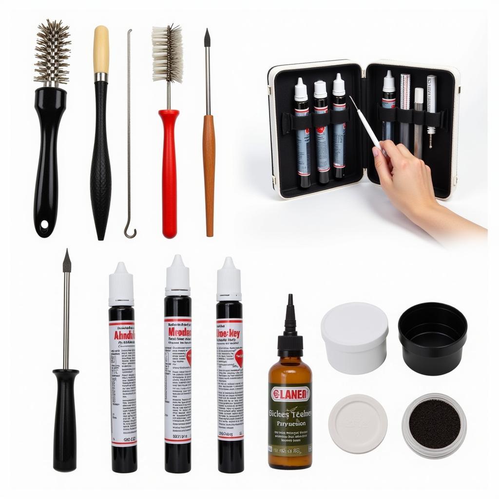 Sewing tools care kit with cleaning supplies and storage solutions