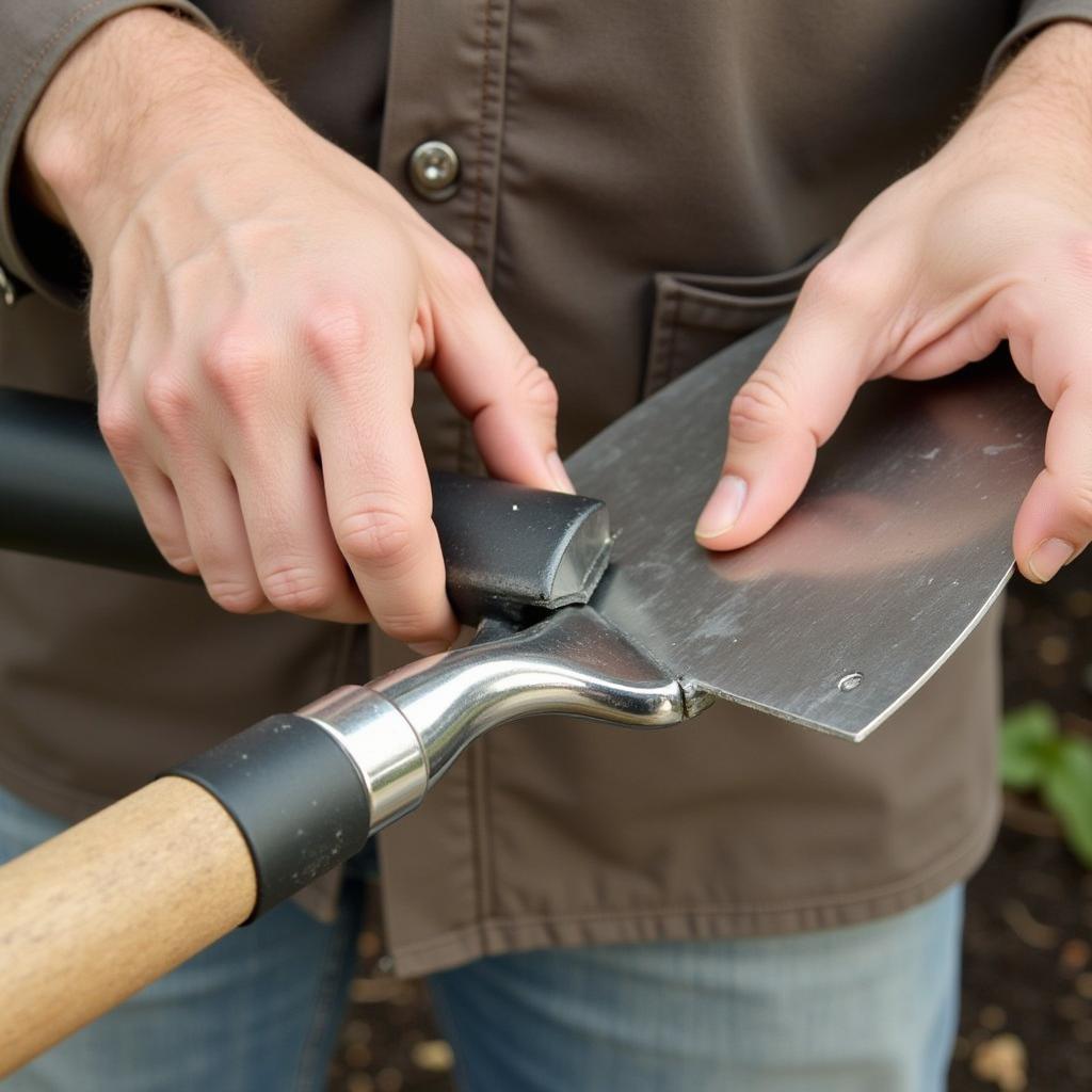 Sharpening a Dewit Garden Spade with a File