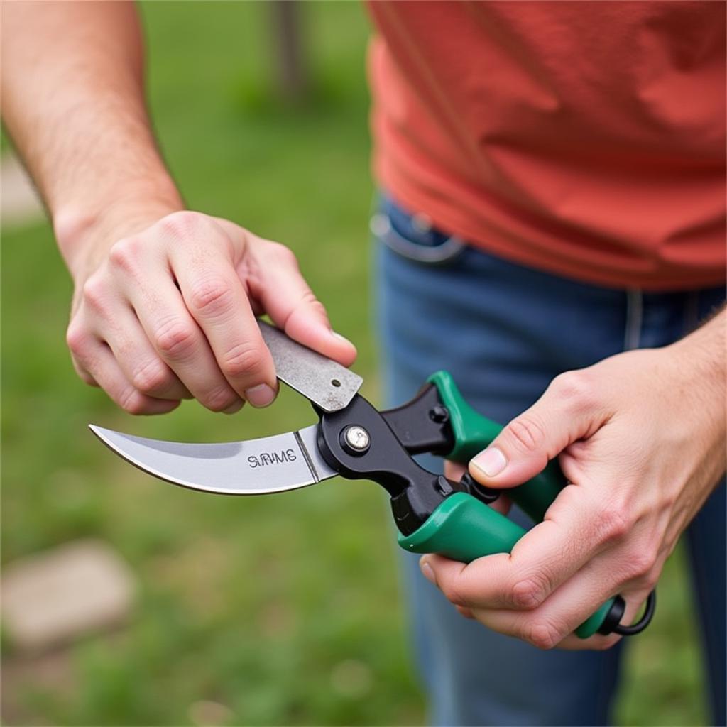 Sharpening Garden Shears With a File