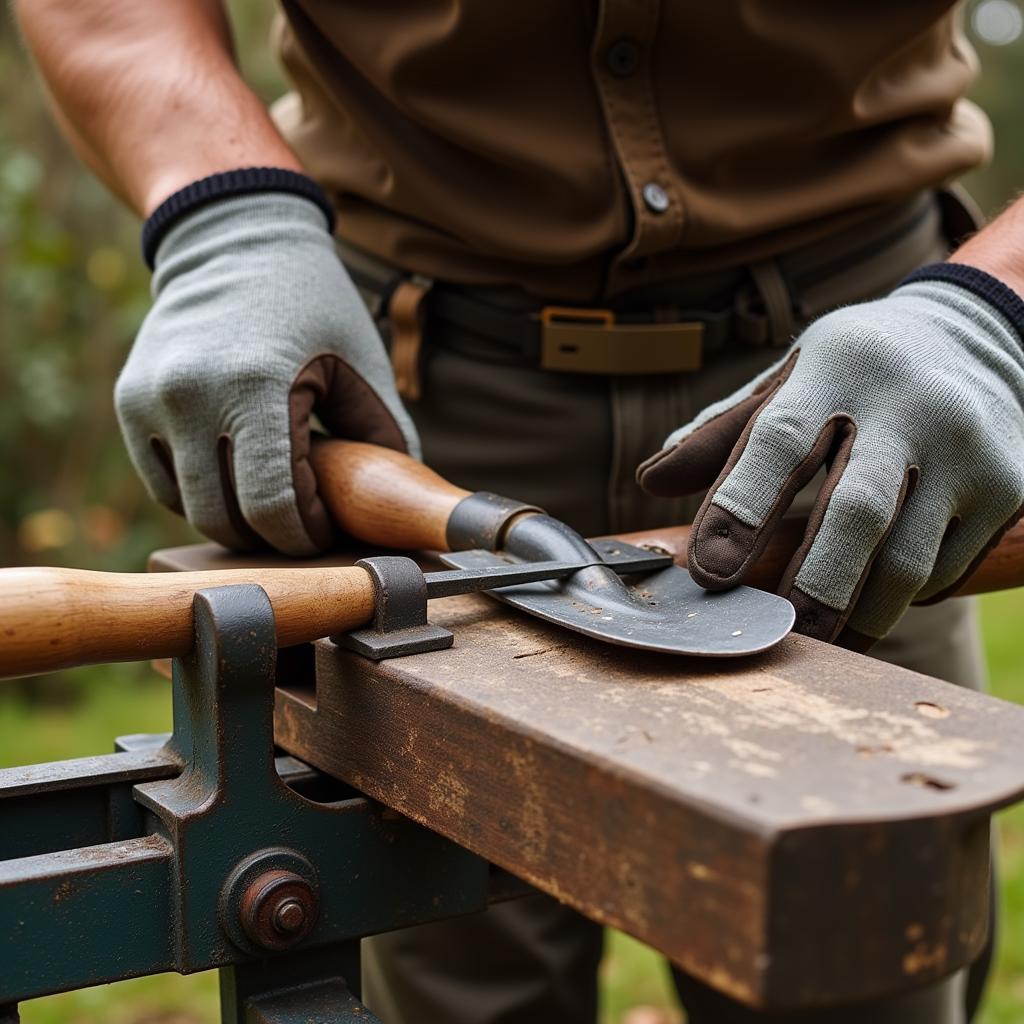 Sharpening a Garden Spade