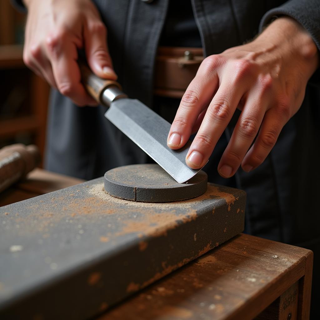 Sharpening Chisels and Blades with a Whestone