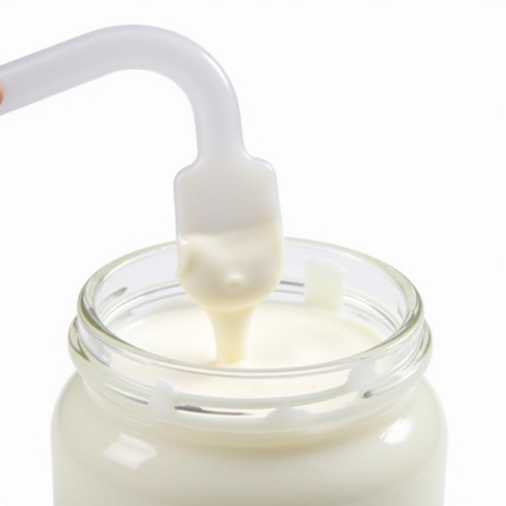 Skincare spatula extracting cream from a jar