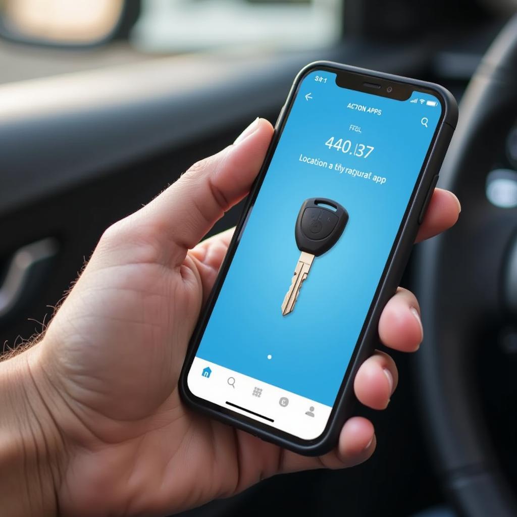 Smartphone displaying a key finder app.