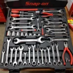 Snap-on tool set neatly arranged for car repair and maintenance