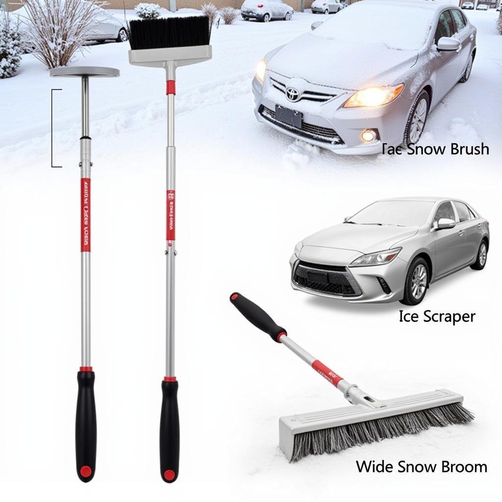 Snow Removal Tools: Brush, Scraper, and Broom