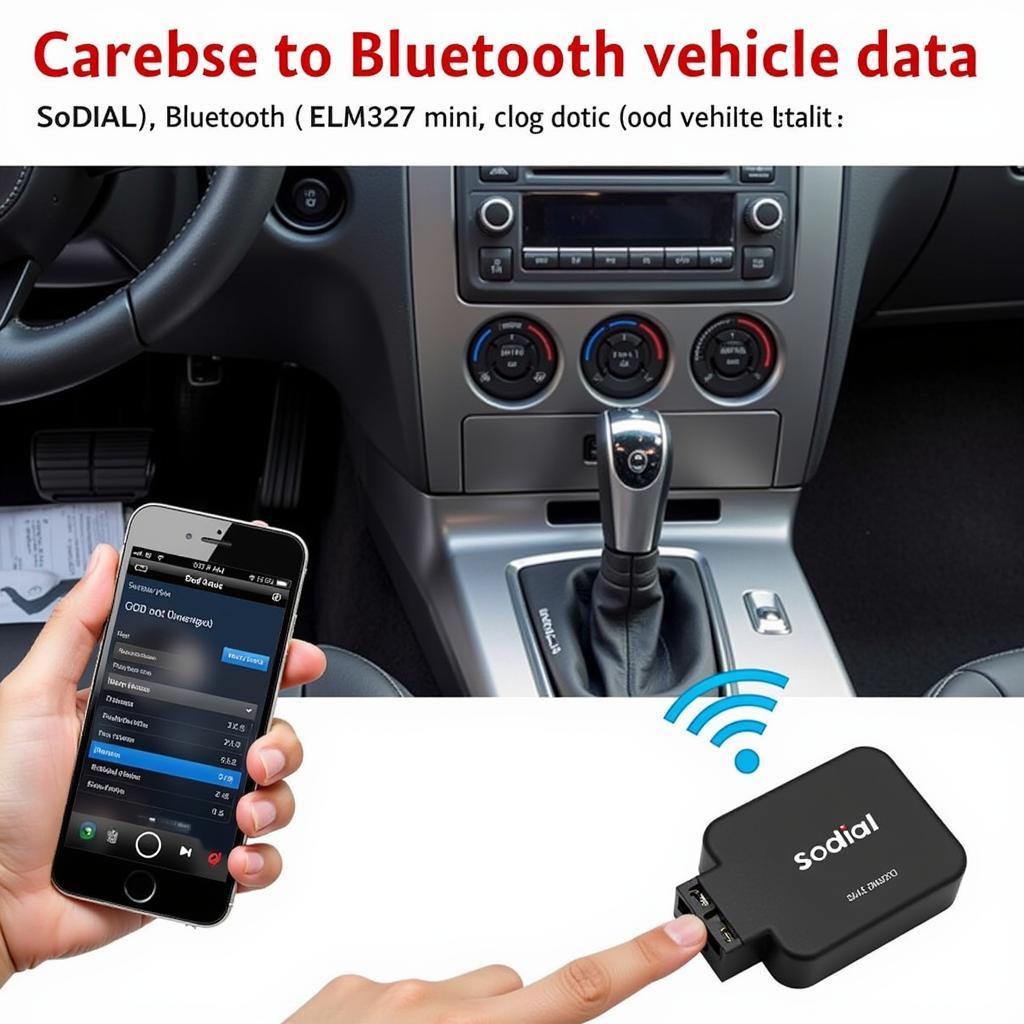 Sodial R ELM327 Bluetooth OBD2 Scanner Connected to a Car OBD2 Port