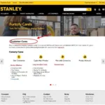 Stanley Tools Customer Care Website