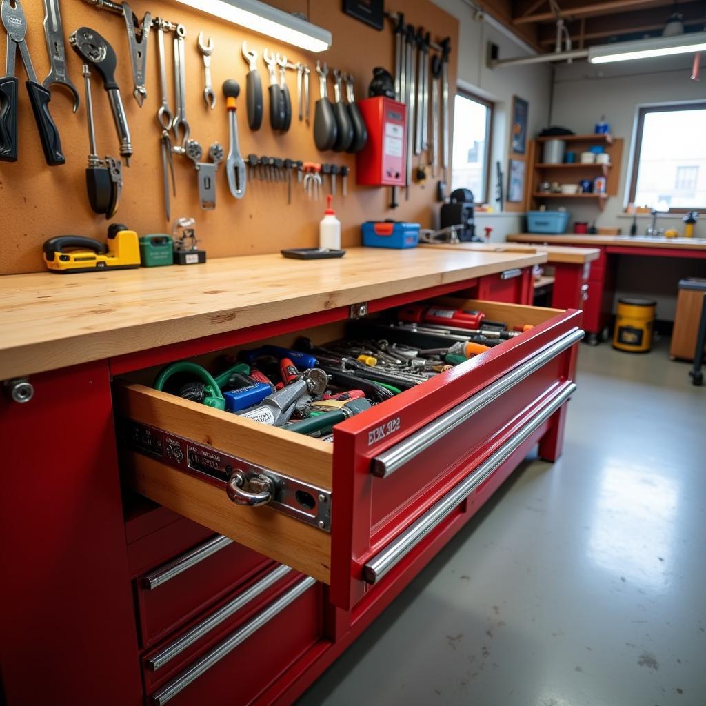 Stationary Toolbox Drawer in a Workshop