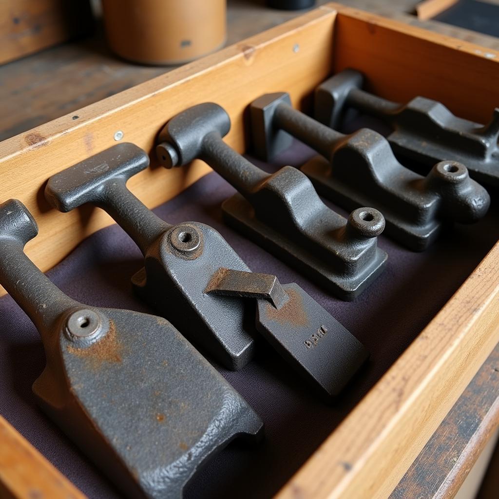 Storing cast iron tools in a dry place wrapped in cloth