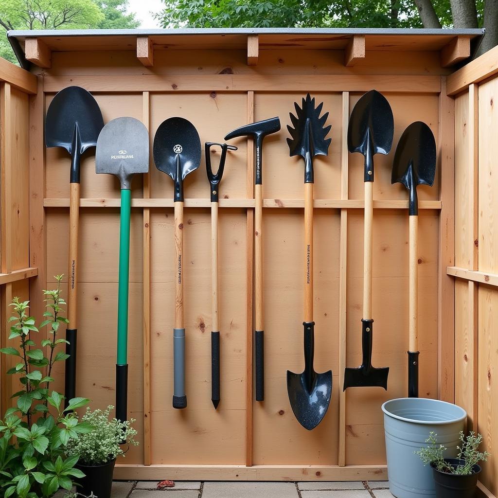 Dewit Garden Tools Hanging in a Shed