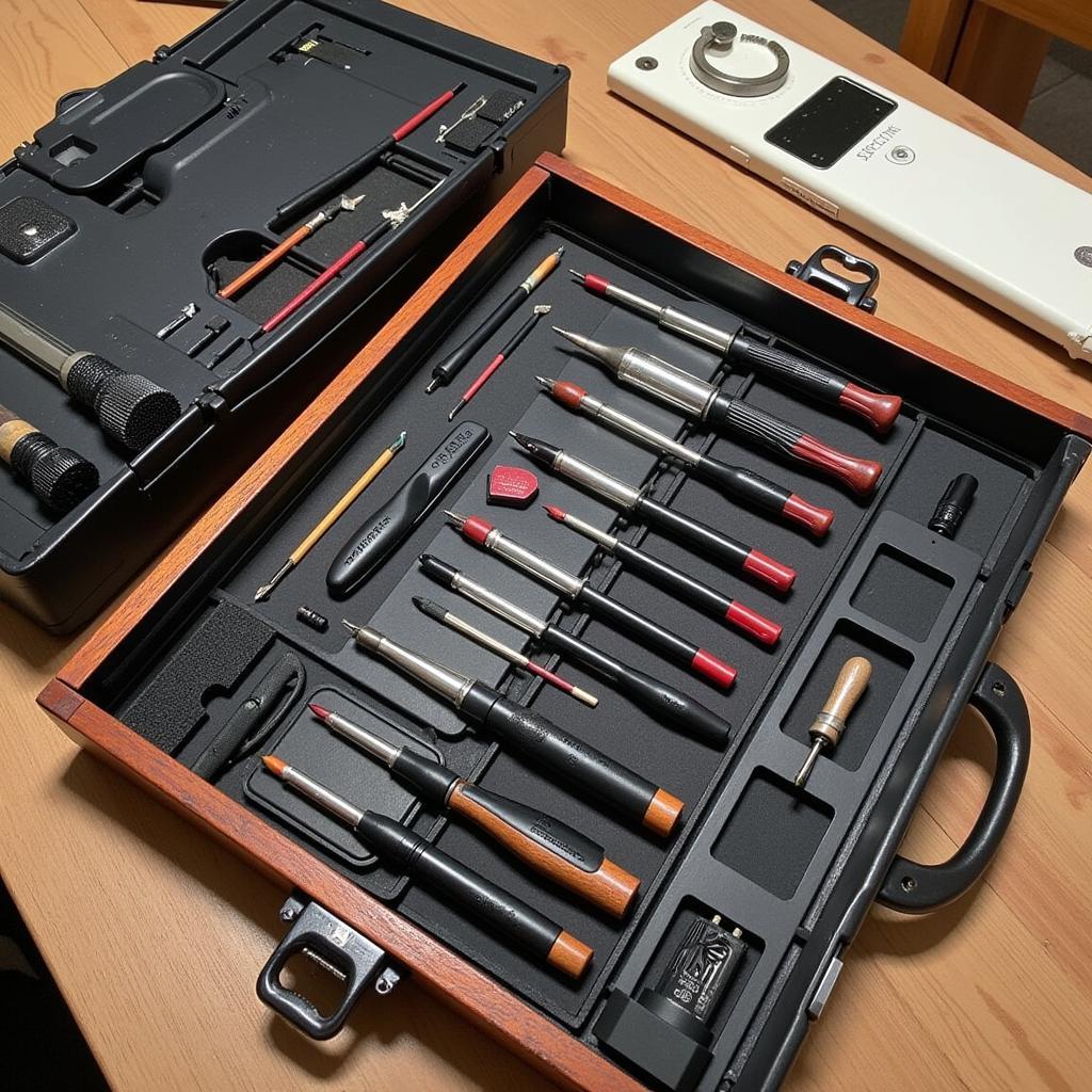 Storing drawing equipment in a case