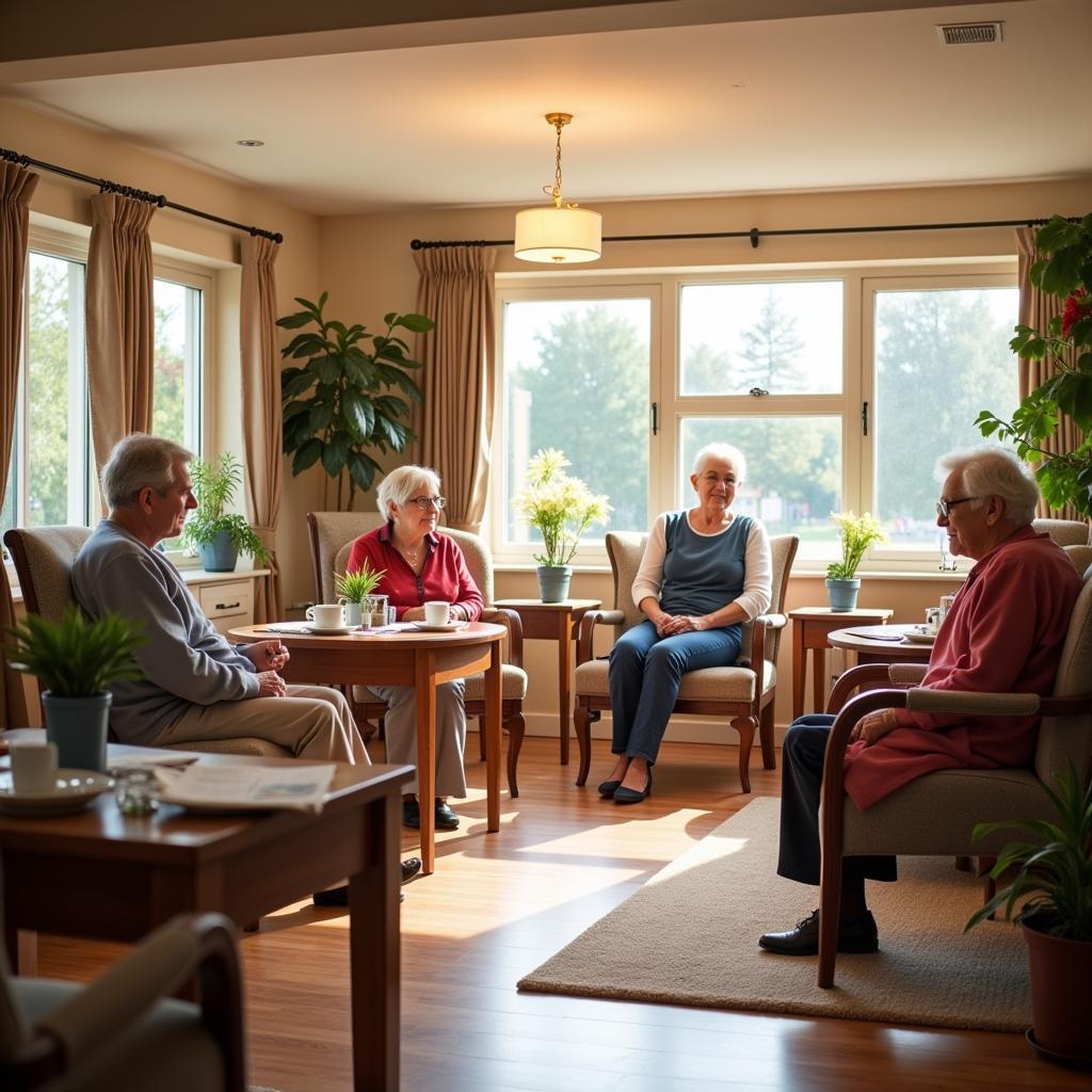 A comfortable and supportive environment in an aged care facility, promoting dignity and respect for residents.