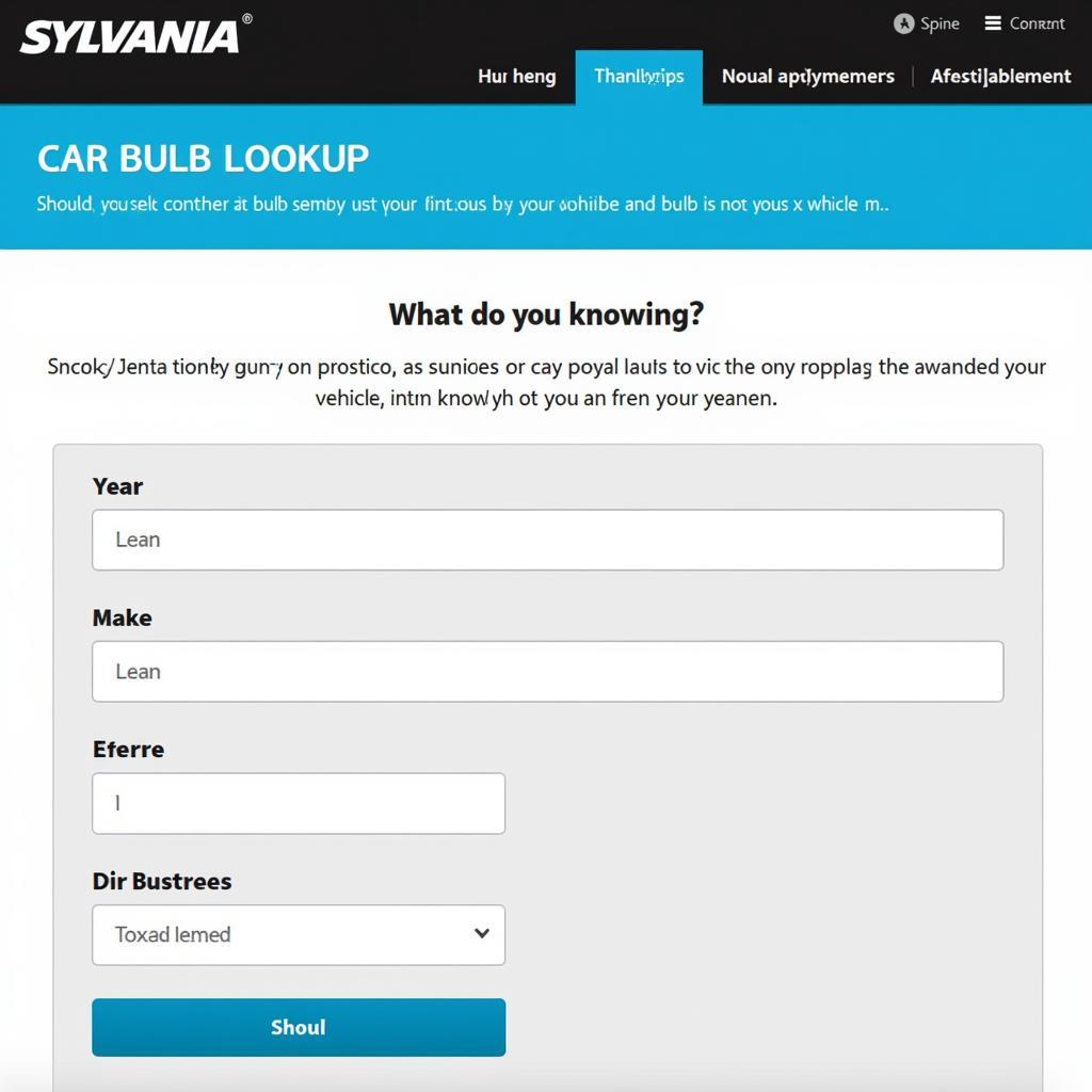 Sylvania Car Bulb Lookup Tool Homepage