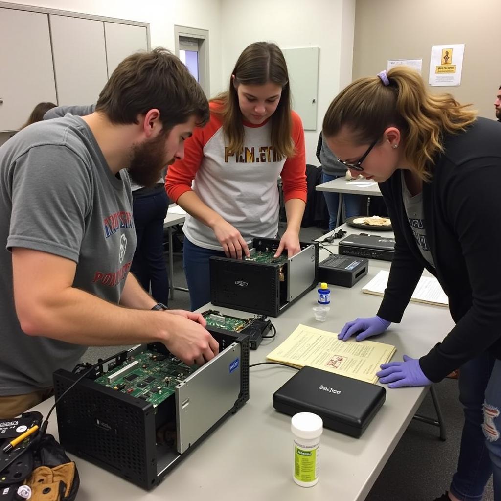 Students Participating in a Technology Maintenance Workshop