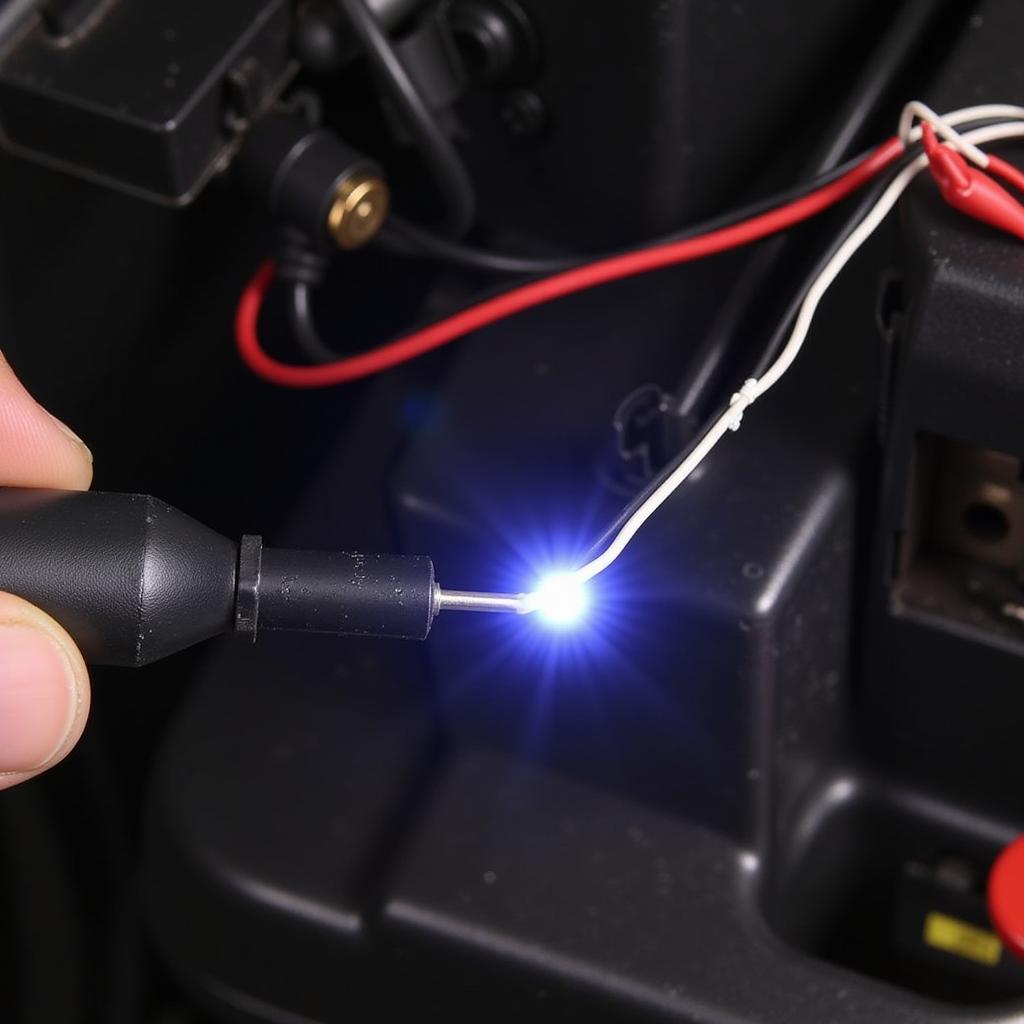 Using a test light to check for power in a car's wiring