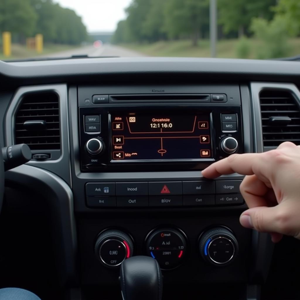 Testing car radio reception after tightening the antenna